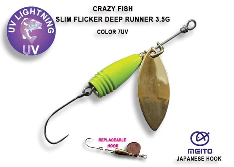 Вращающаяся блесна Slim flicker DR 3.5 г #7-GCH