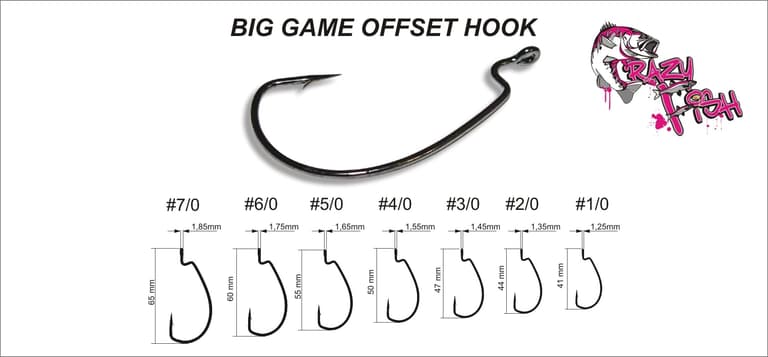 Офсетний гачок Crazy Fish Big Game Offset Hook №2/0 200 шт
