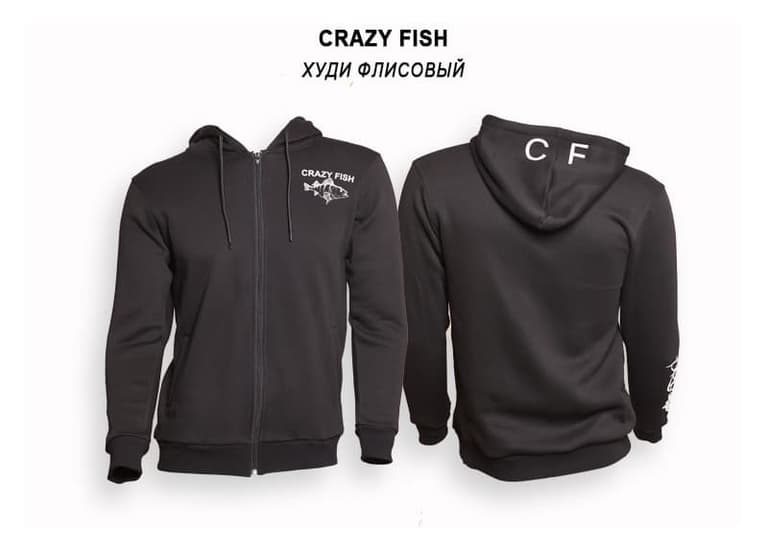 Худі флісовий Crazy Fish Cotton Black - M