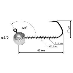 Джиг-головка 125° DS Barbarian №3/0 (3шт) 7г