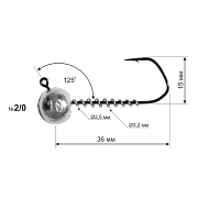 Джиг-головка 125° DS Barbarian №2/0 (3шт) 7г