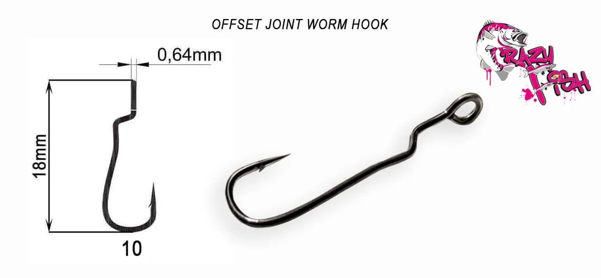 Офсетный крючок Crazy Fish Offset Joint Worm Hook №10 8 шт